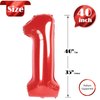 Red Number 1 Balloon for First Birthday 40 Inch, 1st One Number Balloons Birthday Decorations for Girl Boy Toddler Baby