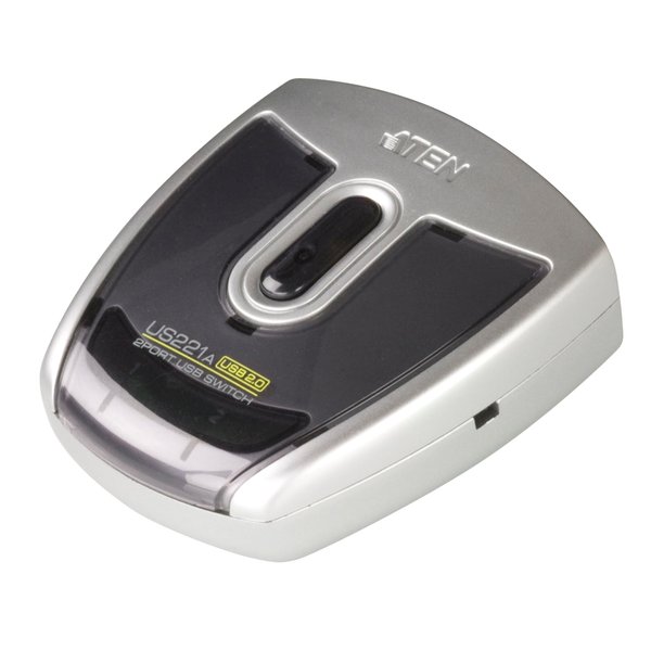ATEN US221A 2-Port USB 2.0 Peripheral Switch, Includes 1x USB Type-A to USB Type-B Cable (1.8m)