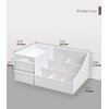 Makeup Desk Cosmetic Storage Box Organizer with Drawers for Dressing Table, Countertop, Bathroom Counter, Elegant Vanity Holder for Brushes, Eyeshadow, Lotions, Lipstick and Nail Polish (White)