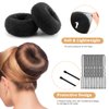 MAGDIY 10 Pcs Hair Bun Maker Medium Hair Donuts for Buns, Black Ballet Bun Kit with 50pcs U Shaped Hair Pins and 10pcs Sock Bun for Women Girls Short & Thin Hair (Size M-3.15 inch, Brown)
