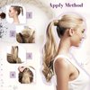 LaaVoo Ponytail Hair Extensions Human Hair Blonde Ponytail Extension Human Hair Wrap Around Brown Hair Extensions Ponytail Real Human Hair Ash Brown Highlight Light Blonde Short 12 Inch 70g