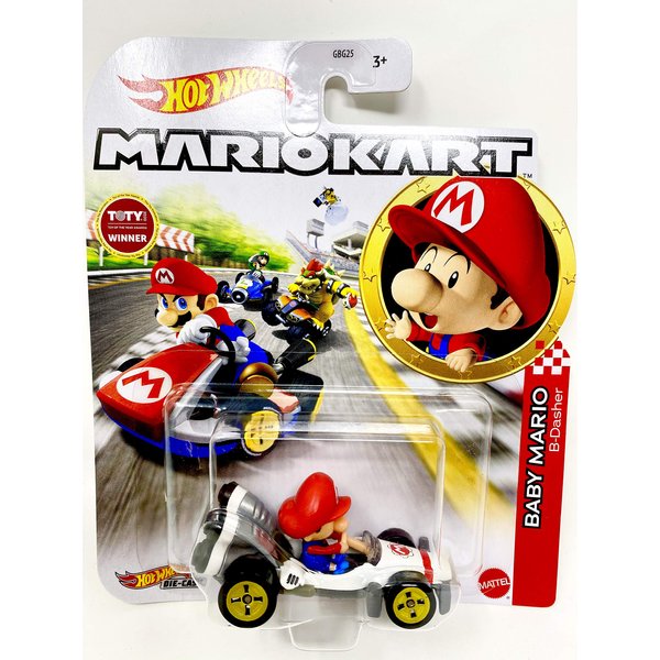 DieCast Hotwheels Mario Kart Baby Mario, B-Dasher Racer