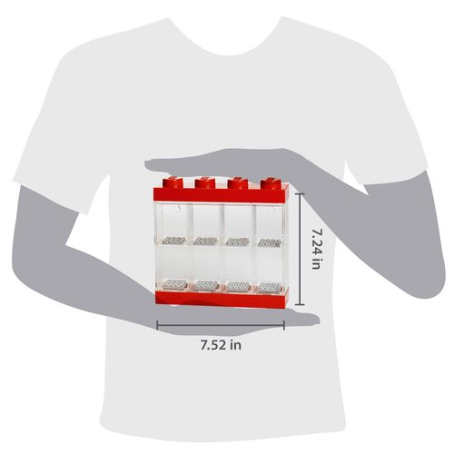 Room Copenhagen LEGO Minifigure Display Case, Stackable Storage Container for Collectible Figurines, 4 Stud, Bright Red