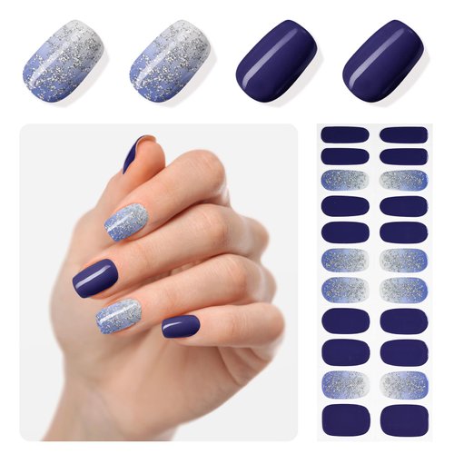 MOOYIYAN - Gel Nail Stickers - No UV lamp Required, Nail Art Set, Long Lasting, Easy to Apply and Remove - Includes 22