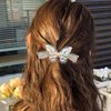 Holone Rhinestone Butterfly Hair Clips Gold Crystal Hairclip Pearl Hair Pins Holiday Hair Barrettes Women Hair Accessoires (Dainty)