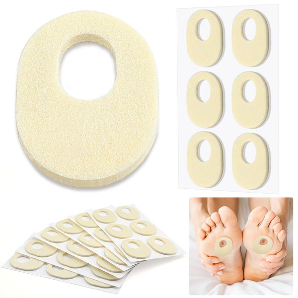 72 Pieces Felt Callus Cushions Oval Shaped Adhesive Callous Pads for Foot, Soft Breathable Foot Pads for Calluses, Corn Cushions for Bottom of Feet Pain Relief Men and Women Foot Care,1.7 x 2.2 Inches