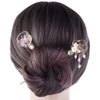 3Pcs Flower Hair Stick with Tassel, Vintage Elegant Hairpin Chinese Style Flower Hair Fork for Women Girl