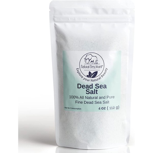 Natural Elephant Dead Sea Bath Salt | 0.25 lbs (4 oz) Trial Size | 100% Natural and Pure| Fine Grain | Perfect for Bathing and Soothing Soaks