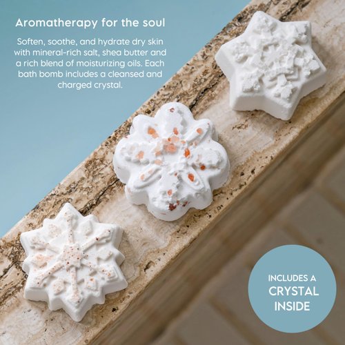LA SALT CO Snowflake Crystal Bath Bomb - Winter Forest, Aromatherapy for Bath or Shower Steamer, All-Natural, Handmade, Vegan (Snowflake Pattern Will Vary - Single)