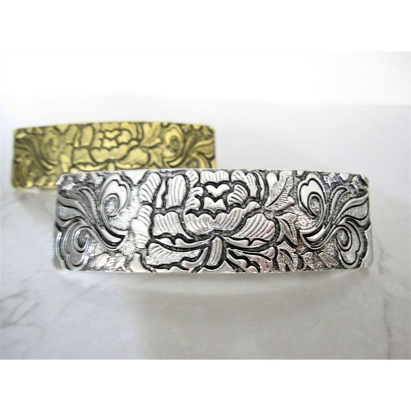 Silver or bronze gold celtic metal viking flower filigree hair clip barrette (Primary color: Gold)