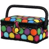SINGER 07272 Polka Dot Small Sewing Basket with Sewing Kit Accessories,