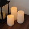 DRomance Outdoor Flameless Flickering Candles Waterproof and Heat Resistant, Warm Light Battery Operated LED Pillar Candles with Timer and Remote Set of 3(White, 3" D x 4" 5" 6" H)