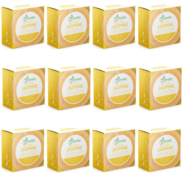 Solid Shampoo Bar And Conditioner Effect Hair Soap – 12 Pack Natural Shampoo Bars For Hair With Plant Based Essential Oils And Eco Friendly Zero Waste Biodegradable Packaging (Jasmine Pack Of 12)