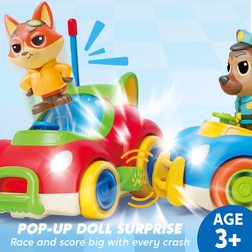 Lalalark Remote Control Car for Toddlers, 2 Pack Racing RC Cars, Kids Remote Cartoon Car Toys with LED Lights and Music, Christmas Birthday Gift for Boys & Girls 3+ Years Old