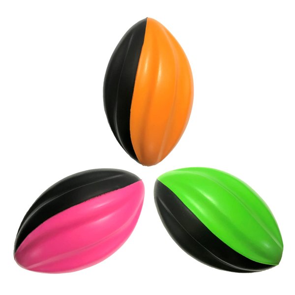 LMC Products Mini Football 3-Pack - 5” Spiral Foam Football Small Footballs for Kids - Mini Footballs 3-Pack - Soft, Easy Grip Toddler Football (Pink, Orange, Green)