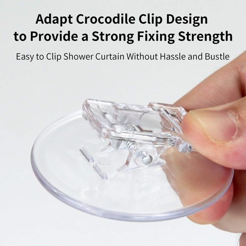 4 Pack Shower Curtain Clips, Shower Windproof Splash Guard - Self Adhesive Shower Curtain Weight Clip (Clear)