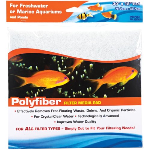 PENN-PLAX Poly Fiber Aquarium Filter Media Pad – Easy to Cut into Any Size Your Filter Requires – 30” x 18”