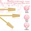 3 Pieces Tapered Barrel Carbide Nail Drill Bit, 3 Sizes Carbide Nail Drill Bit Acrylic Nail File Drill Bit Cuticle Drill Bits, Nail Art Tools for Gel Nails Manicure Pedicure (Gold)
