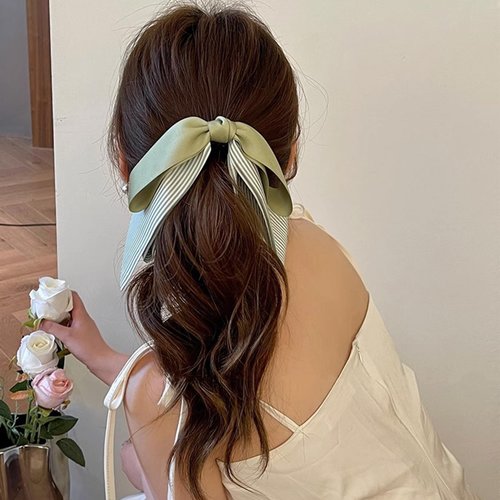 mdgfge 2 PCS Bow Banana Hair Clip Vertical Ponytail Claw Clip Floral Sweet Style Bowknot Ponytail Holder Hair Accessories for Women Girls Barrette Claw Hairpin Daily Use