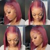 99j Burgundy Lace Front Wigs Human Hair Bob 13x4x1 Lace Front Wigs Human Hair Bob Wig Human Hair Pre PluckedRed Wine Short Straight Bob Wigs Dark Burgundy Bob Wig for Women 10inch