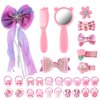 29 PCS Pink Hair Accessories Set with Portable Comb and Mirror for Reborn Baby Dolls and Little Girls, Cute Hair Clips Hair Rings Fashion for Baby Doll Girls