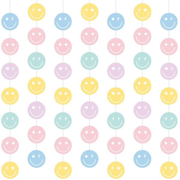 Cindeer 8 Pieces Pastel Party Decorations Pastel Smile Face Garlands Pastel Blue Hanging Banner Smile Paper Cutouts for Girls Boys Baby Shower Wedding Pastel Birthday Party Decor Supplies