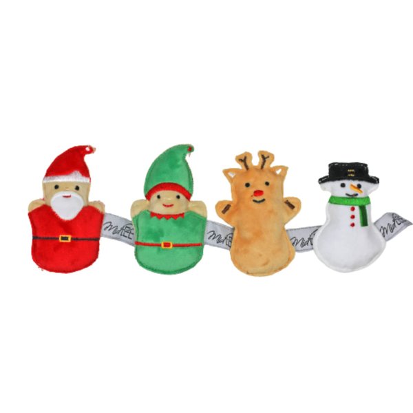 Midlee Mini Plush Christmas Dog Toys- Set of 4- Elf Reindeer Snowman & Santa (4")