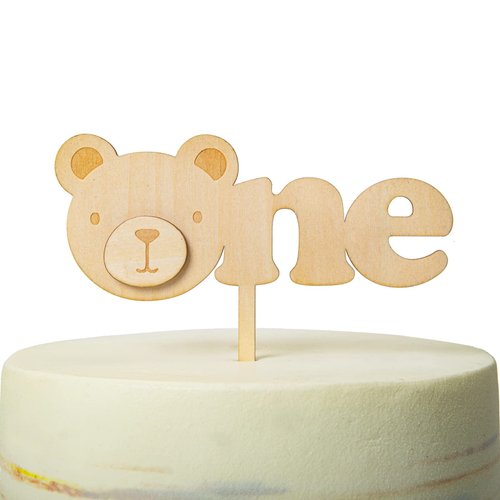 Bear One Wood Cake Topper, Woodland Theme First Birthday, Bear One Birthday Decoration, Animal Theme Wood Cake Topper, Baby'S First Birthday, Boys Girls First Birthday Party Decorations Supplies