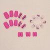 24Pcs Valentine's Day Press on Nails Pink Square Fake Nails Full Cover with Black Love Design Glossy Glue on Nails Artificial False Nails Supplies Charms Acrylic Nails Decoration for Women Nail Art
