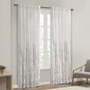 Madison Park White Curtains For Living room , Transitional-Rod Pocket Curtains For Bedroom , Andora Embroidered Back Tab Fabric Window Curtains , 50" x 95", 1-Panel Pack