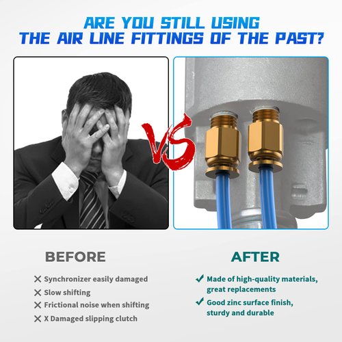 Foruly for 13 15 18 Eaton Fuller Transmissions Air Line Kit, 4 New 12" 5/32 Air Lines with 4 Air Line Shift Knobs & New Push-in Fittings for Changing from Shift Knob to Transmission Air Shift Valve