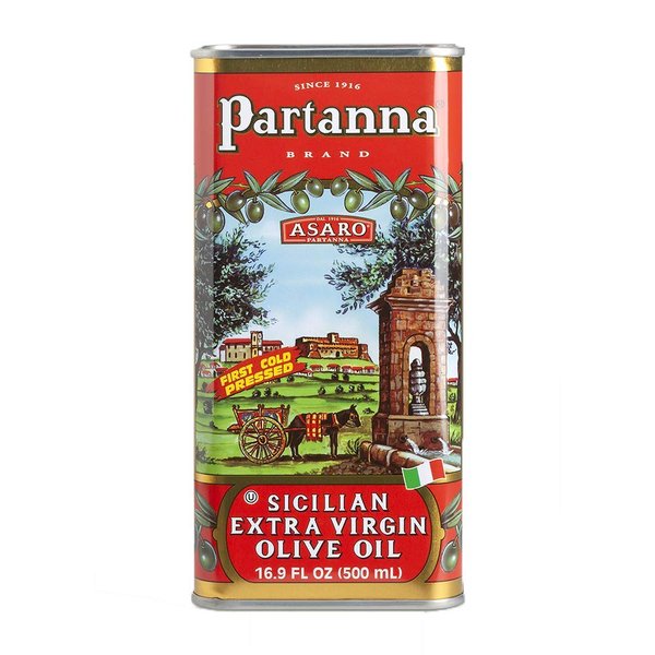 Partanna Robust Extra Virgin Olive Oil - Premium Castelvetrano Olive Oil - Harvested in Sicily - Pure Authentic Italian - Monovarietal - Rich in Flavor - First Cold Pressed 16.9oz (500ml) Tin