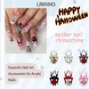 LRKNNO Halloween Nail Charms 3D Alloy Spider Nail Charms Gold Silver Red Pink Black Spider Nail Gems Jewelry Spider Nail Rhinestones Design Halloween Charms for Acrylic Nails DIY Nail Decoration 12Pcs
