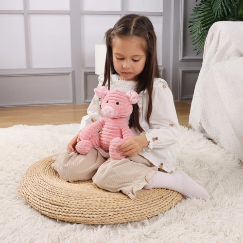 Apricot Lamb Plush Toys Corduroy Pig Stuffed Animal Soft Cuddly Perfect for Child (Corduroy Pig，8.5 Inches)