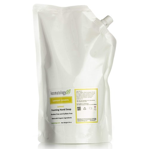 kosmatology Lemon Lover's (Lemon) Organic Foaming Hand Soap Refill Bag, 34 fl oz