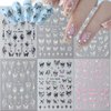 6 Sheets Butterfly Nail Art Stickers Decal 3D Self-Adhesive Holographic Black White Pink Butterflies Star Nail Decals Heart Butterflies Design Nail Stickers Decoration for Women Acrylic Nails Decor