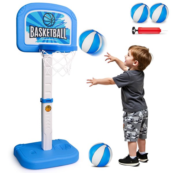Basketball Hoop for Kids 3-5 Adjustable Height Mini Toddler Basketball Hoop for Indoor Outdoor Play Kids Basketball Goal Toddler Sports Toys for 3 4 5 Year Old Boy Girl Baby Christmas Birthday Gifts