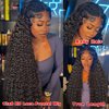 HINOEI 13x6 Water Wave Lace Front Wigs Human Hair Pre Plucked 180 Density HD Lace Frontal Wigs Human Hair 12A Wet and Wavy Curly Wig Human Hair for Black Women Pre Bleached Invisible Knots 26 inch