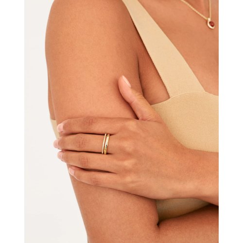 PAVOI 18K Yellow Gold Plated Cubic Zirconia Dual Stacking Rings for Women | Gold Eternity Band for Women | Thumb Ring | Size 8