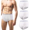 Mens Incontinence Briefs 3-Packs Men's Urinary Incontinence Underwear Cotton Washable Reusable Incontinence Overnight Underwear for Men, Built in Cotton Pad, Medium