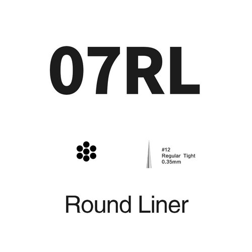 STIGMA #12(7RL) Standard Disposable Tattoo Needle Cartridges with Membrane Safety Cartridges for Tattoo Artists Round Liner 20Pcs Standard Pack EN05-20-1207RL