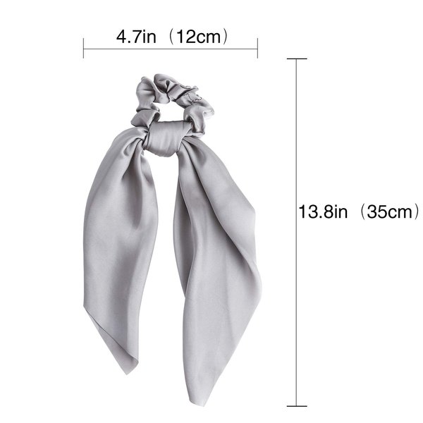 ZZICEN Satin Hair Scrunchie with Tail - Hair Scarf with Bow, Hair Scarf Scrunchies Elastic Ties Bands Hair Bobbles Ponytail Holder for Women or Girls Hair Accessories -12 Pcs Solid Colors