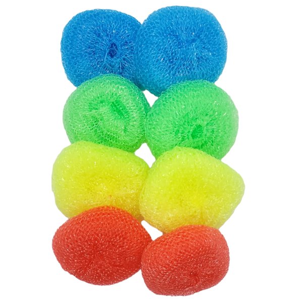 Handy Housewares Round Non-Scratch Nylon All Surface Dish Scouring Pads - Random Colors (8 Pad Pack)