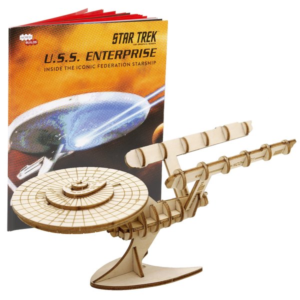 Incredibuilds Star Trek Original U.S.S. Enterprise 3D Wood Puzzle & Model Figure Kit (38 Pcs) - Build & Paint Your Own 3-D Space Ship Toy, No Glue Required - 10+