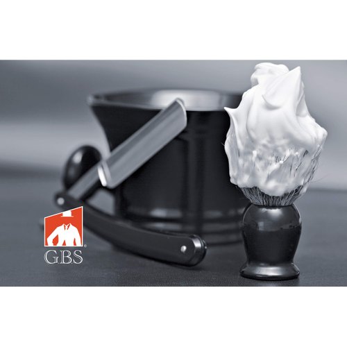 G.B.S Silvertip Badger Bristle Shaving Brush, Resin Black Handle with Stand Soft Bristles