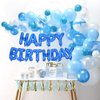 TONIFUL Blue Happy Birthday Balloons 16 Inch Mylar Foil Letters Birthday Sign Banner Balloon Bunting Reusable for Girls Boys Kids & Adults Birthday Decorations and Party Supplies