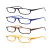 MODFANS Reading Glasses +4.0-4 Pairs Fashion Readers Narrow Frame Spring Hinge for Men Women