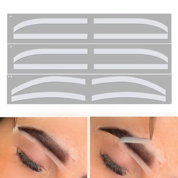 PMU DREAM 12 Pairs Airbrush Eyebrow Stickers Eyebrow Auxiliary Sticker Shape Tape Tattoo Brow Border Shaping Guide Stencils For Brow Tinting (2 Bags Silicone Type), clear