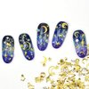 MEILINDS Gold Nail Studs Gems Sparkle Rhinestones Metal Rivets Charms Hollow Moon Star Shaped Artificial Pearls DIY 3D Nail Art Decoration(2 Boxes)