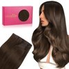WENNALIFE Genius New Weft Hair Extensions Real Human Hair, 16" 50g Chocolate Brown Sew in Hair Extensions Natural Luxury Remy Human Hair Extensions for Women Straight Invisible Extensiones de Cabello